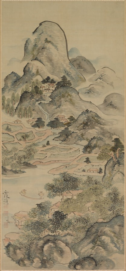 Fishing in a Springtime Valley by Ike Taiga (Japanese, 1723–1776) - Classic Art canvas print