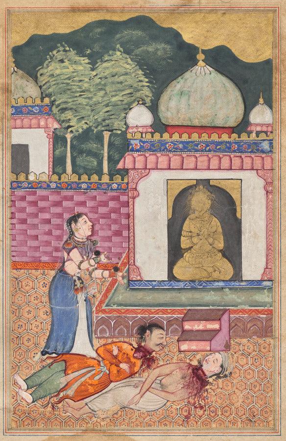 The princess discovers the dead bodies, with heads severed, of her husband and his Brahman friend, from a Tuti-nama Tales of a Parrot Thirty-fourth Night by  - Classic Art canvas print