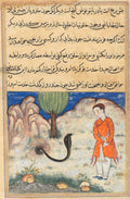 The prince, a son of the ruler of Sistan, enters the service of a snake, from a Tuti-nama Tales of a Parrot Thirty-seventh Night by  - Classic Art canvas print