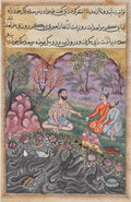 The Raja of Ujjain, who is traveling in the guise of a yogi, meets two brothers who ask him to equitably partition their fathers possession, from a Tuti-nama Tales of a Parrot Forty-sixth Night by  - Classic Art canvas print