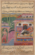 The farmer, father of the son with the deceitful wife, steals away with her anklet while she is in bed with her lover, from a Tuti-nama Tales of a Parrot Eighth Night by  - Classic Art canvas print