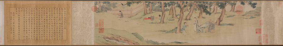Zhao Mengfu Writing the Heart Hridaya Sutra in Exchange for Tea by Qiu Ying (Chinese, 1494–1552) - Classic Art canvas print