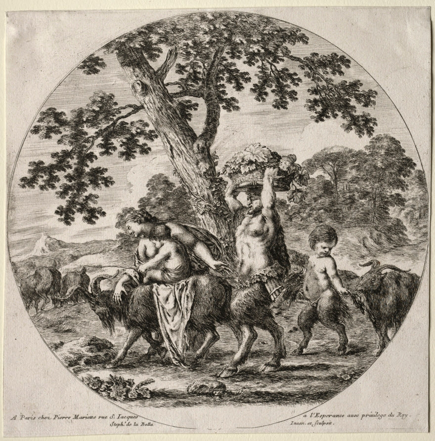 A Satyr Family Traveling by Stefano Della Bella (Italian, 1610–1664) - Classic Art canvas print
