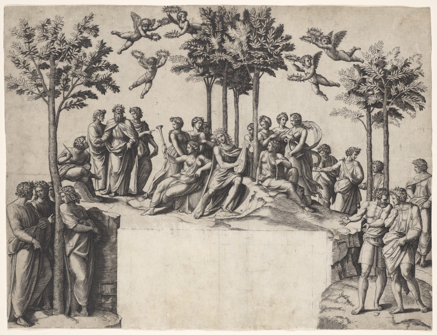 Apollo on Parnassus by Marcantonio Raimondi (Italian, 1470/82–1527/34) - Classic Art canvas print