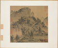 Travelers in Autumn Mountains by Sheng Mou (Chinese, active c. 1310–1350) - Classic Art canvas print