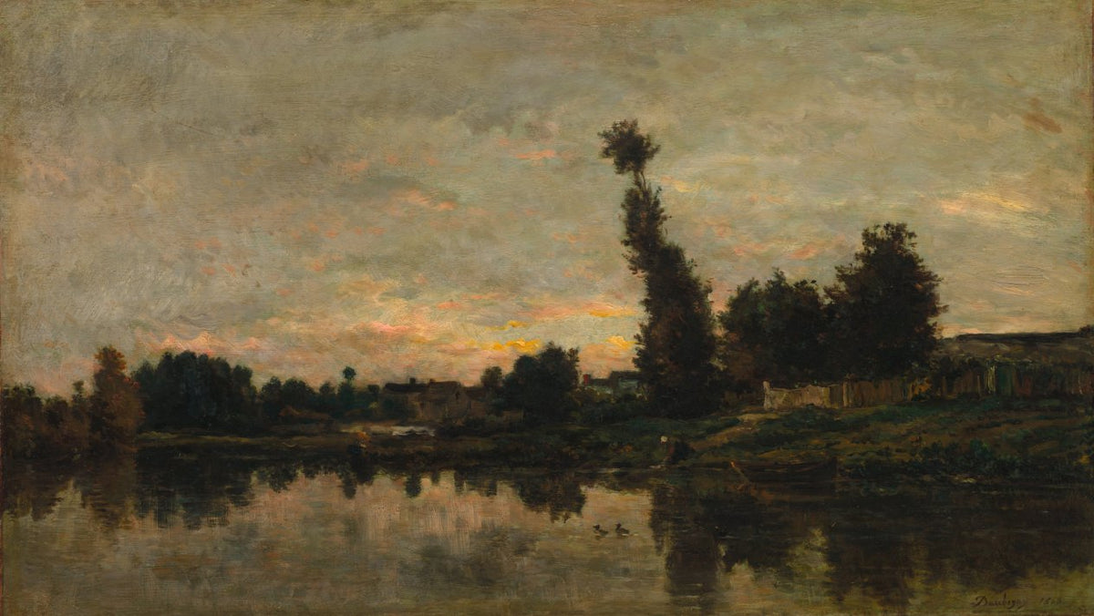 Sunset on the River Oise by Charles François Daubigny (French, 1817–1878) - Classic Art canvas print