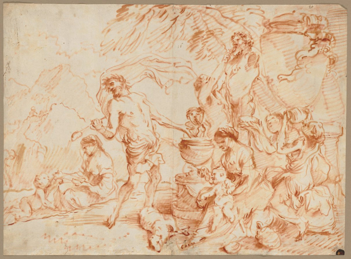 Bacchanal Before a Herm by Giovanni Benedetto Castiglione (Italian, 1609–1664) - Classic Art canvas print