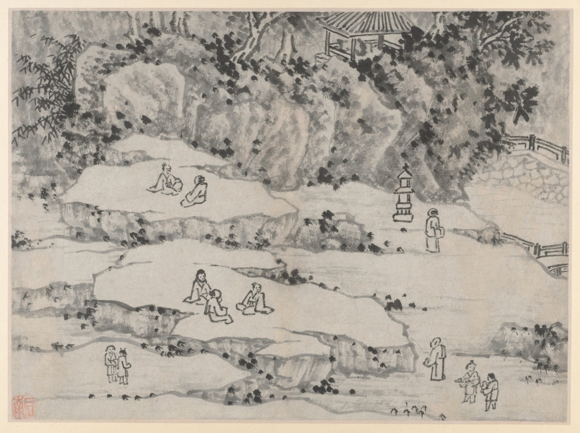 The Nodding Stone Terrace, Tiger Hill, and the Thousand-Man Seat, from Twelve Views of Tiger Hill, Suzhou by Shen Zhou (Chinese, 1427–1509) - Classic Art canvas print