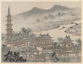The Thousand Buddha Hall and the Pagoda of the Cloudy Cliff Monastery, from Twelve Views of Tiger Hill, Suzhou by Shen Zhou (Chinese, 1427–1509) - Classic Art canvas print