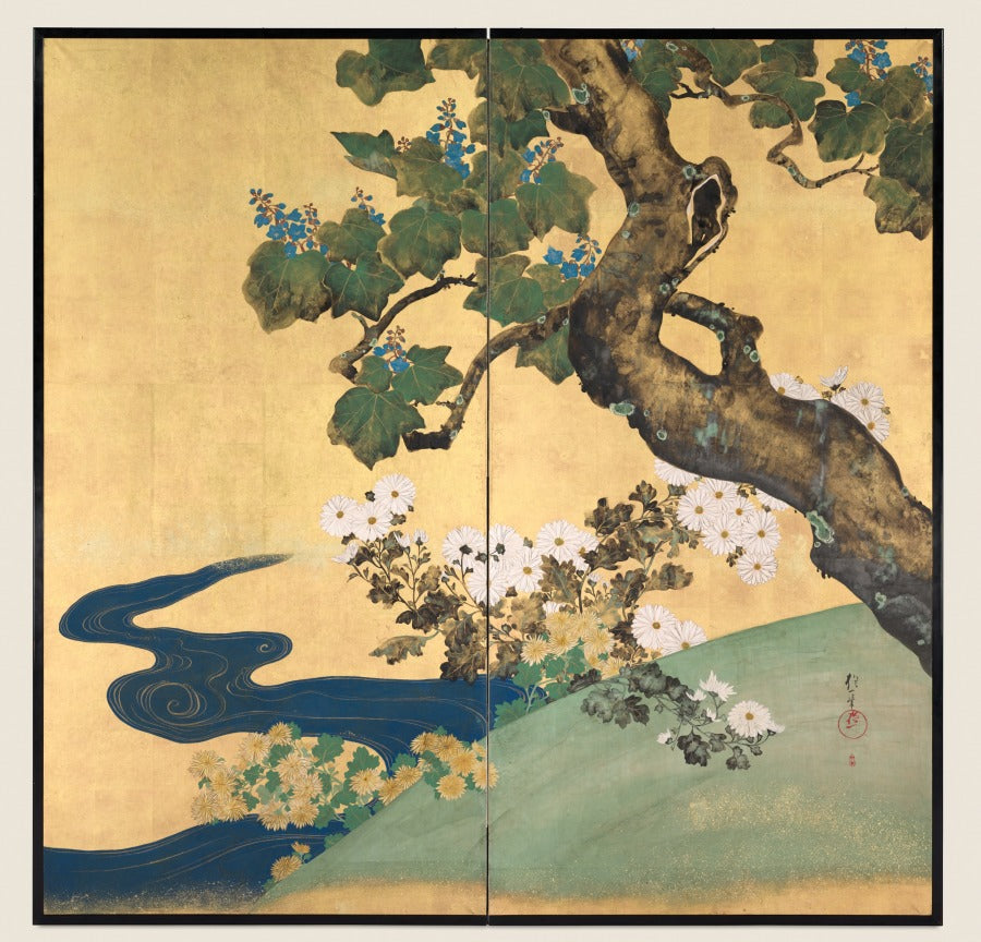 Paulownias and Chrysanthemums by Sakai Hōitsu (Japanese, 1761–1828) - Classic Art canvas print