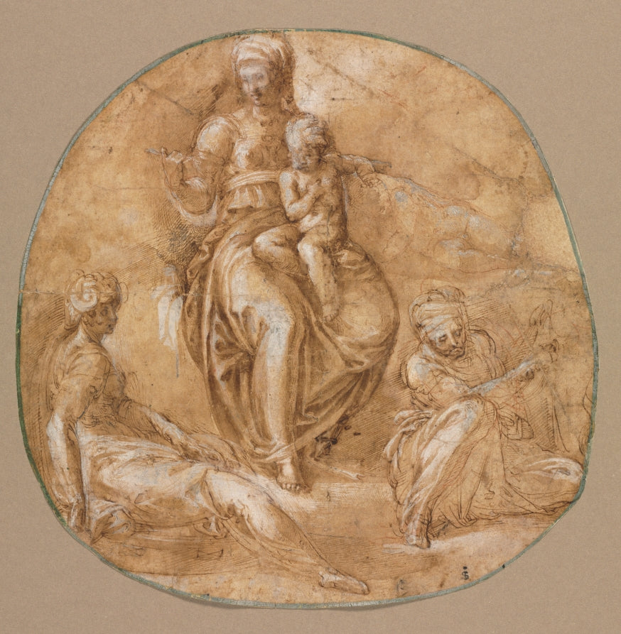 Virgin and Child with St. Catherine of Alexandria and Saint Anne by Battista Franco (Italian, c. 1510–1561) - Classic Art canvas print