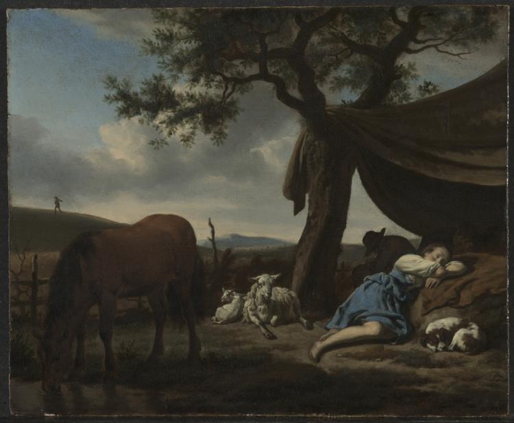 Sleeping Shepherds by Adriaen van de Velde (Dutch, 1636–1672) - Classic Art canvas print
