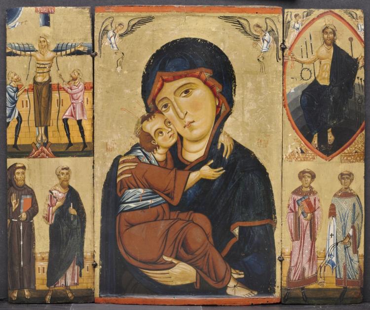 Virgin and Child with Saints by Berlinghiero (Italian, before 1242) - Classic Art canvas print