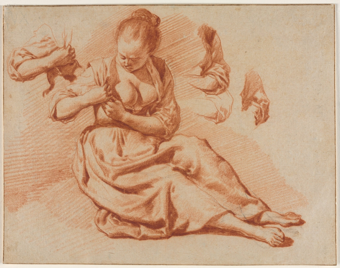 Seated Woman Searching for Fleas by Adriaen van de Velde (Dutch, 1636–1672) - Classic Art canvas print