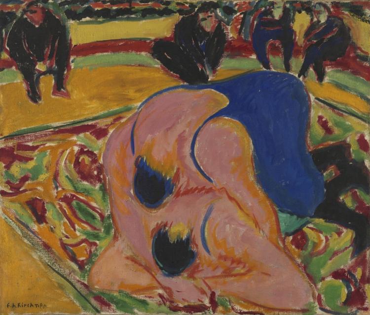 Wrestlers in a Circus by Ernst Ludwig Kirchner (German, 1880–1938) - Classic Art canvas print