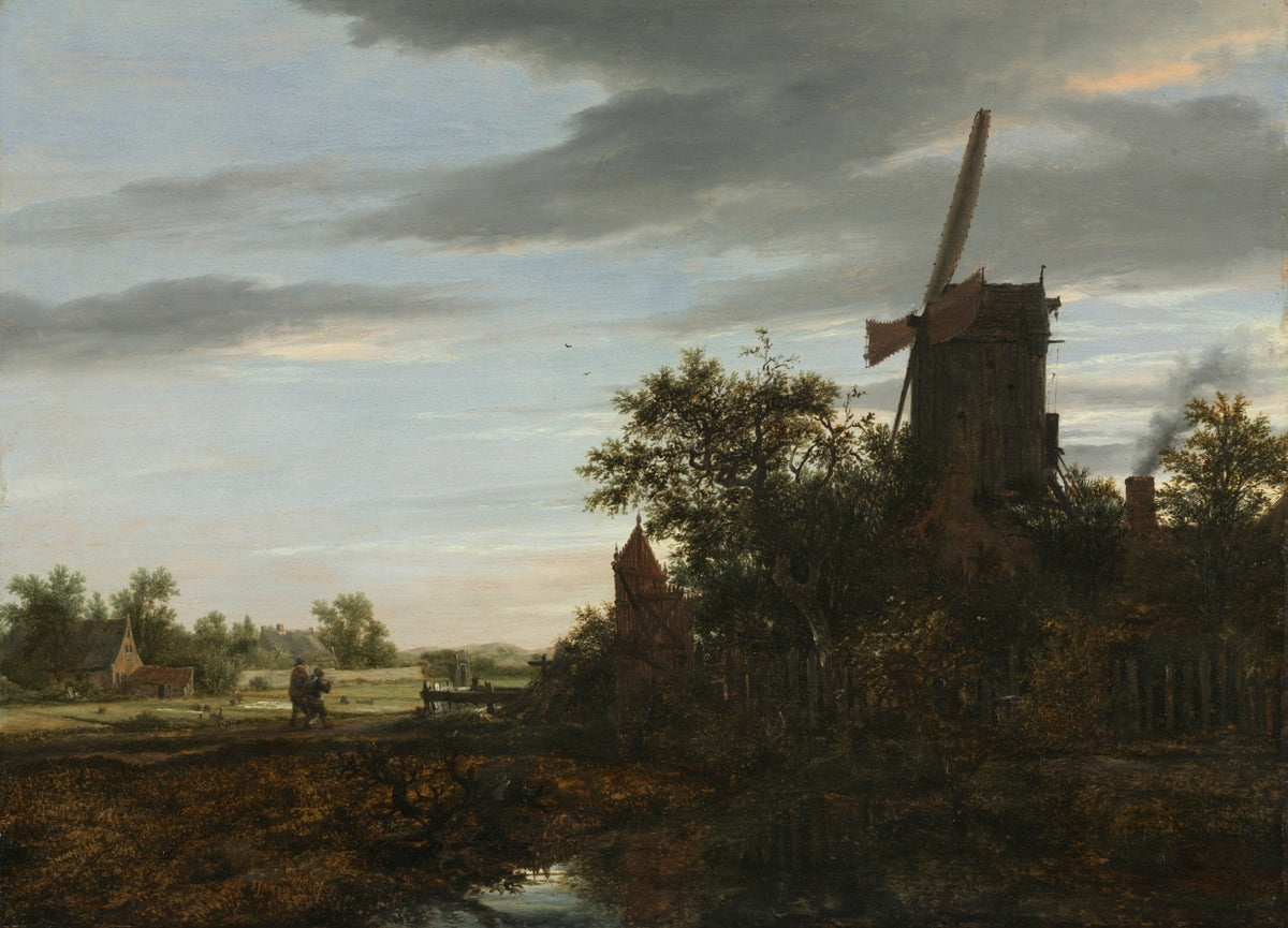 Landscape with a Windmill by Jacob van Ruisdael (Dutch, 1628/29–1682) - Classic Art canvas print