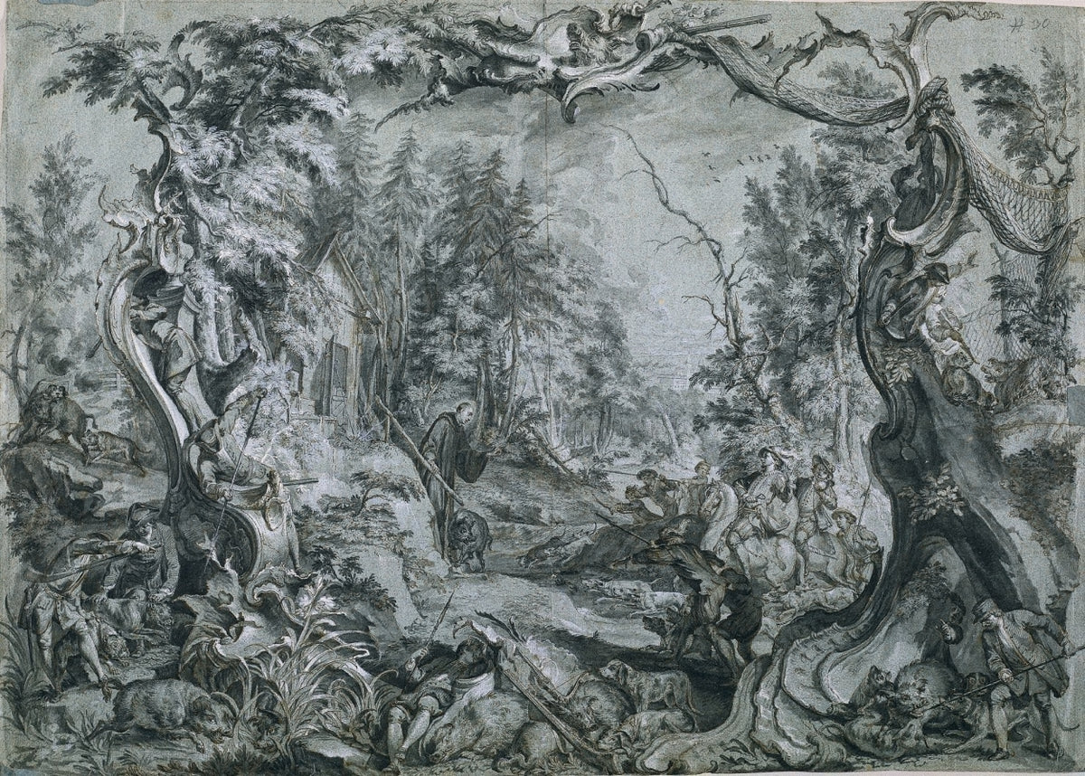 Saint Deicolus and the Boar by Johann Wolfgang Baumgartner (German, 1712–1761) - Classic Art canvas print