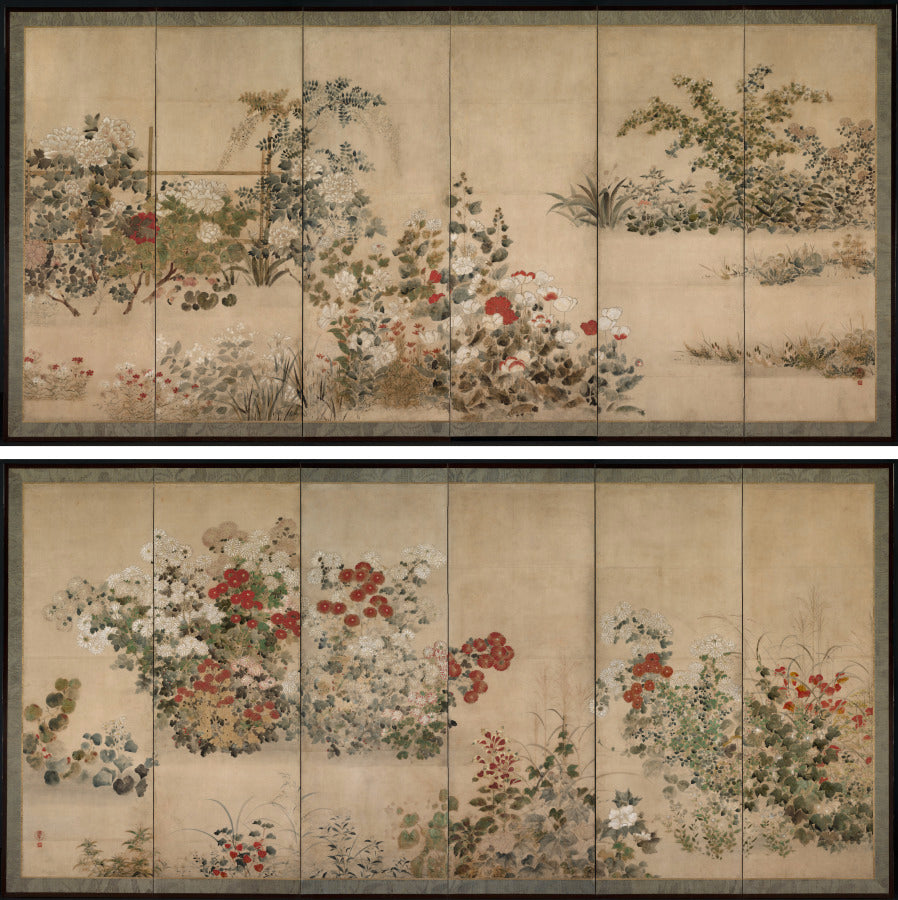Flowers and Grasses by Kitagawa Sōsetsu (Japanese, active 1639–50) - Classic Art canvas print