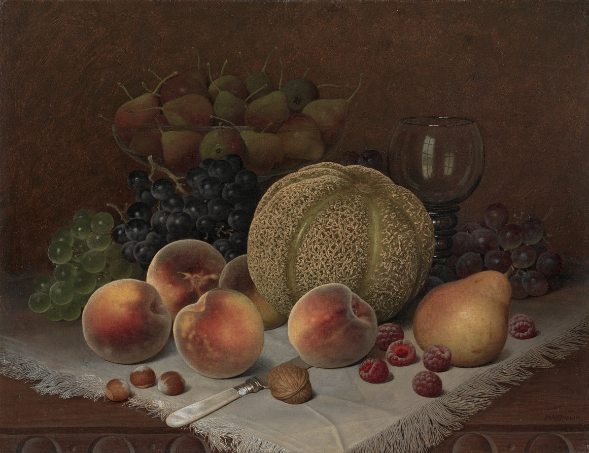 Still Life with Cantaloupe by William Mason Brown (American, 1828–1898) - Classic Art canvas print