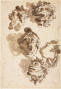 Five Grotesque Heads by Gaetano Gandolfi (Italian, 1734–1802) - Classic Art canvas print