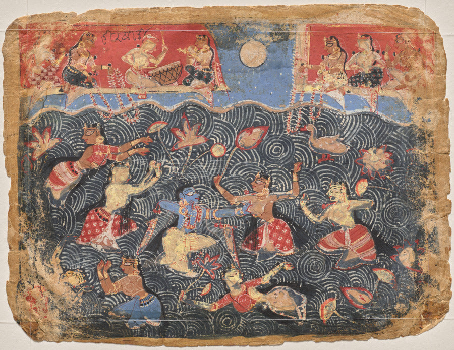 Krishna sporting with the gopis in the Jumna River, from a Bhagavata Purana by  - Classic Art canvas print