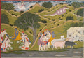 Krishna returns with the cowherds to Braj, from a Bhagavata Purana by  - Classic Art canvas print