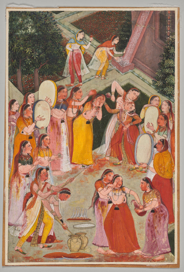 Girls Spraying Each Other at Holi by  - Classic Art canvas print