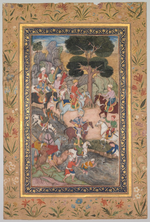 Babur meeting with Sultan Ali Mirza at the Kohik River, from a Babur-nama Memoirs of Babur by  - Classic Art canvas print