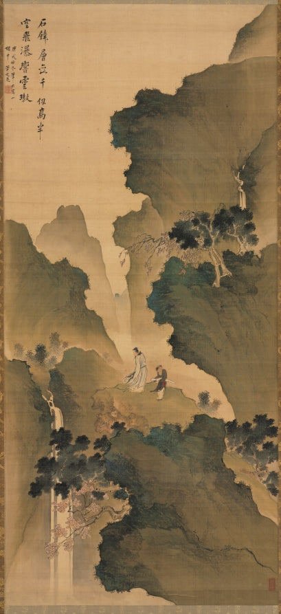 Gazing at a Waterfall by Tani Bunchō (Japanese, 1763–1841) - Classic Art canvas print