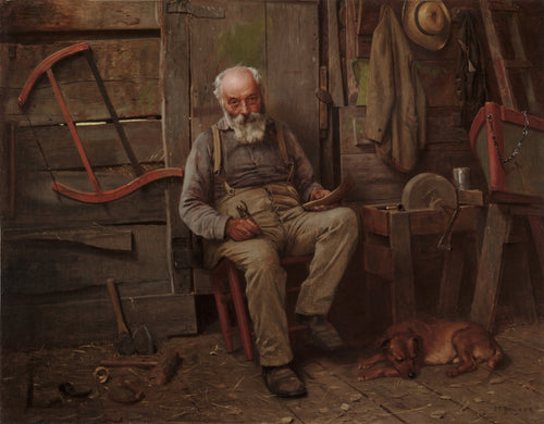 A Builder of Boats by John George Brown (American, born England, 1831–1913) - Classic Art canvas print