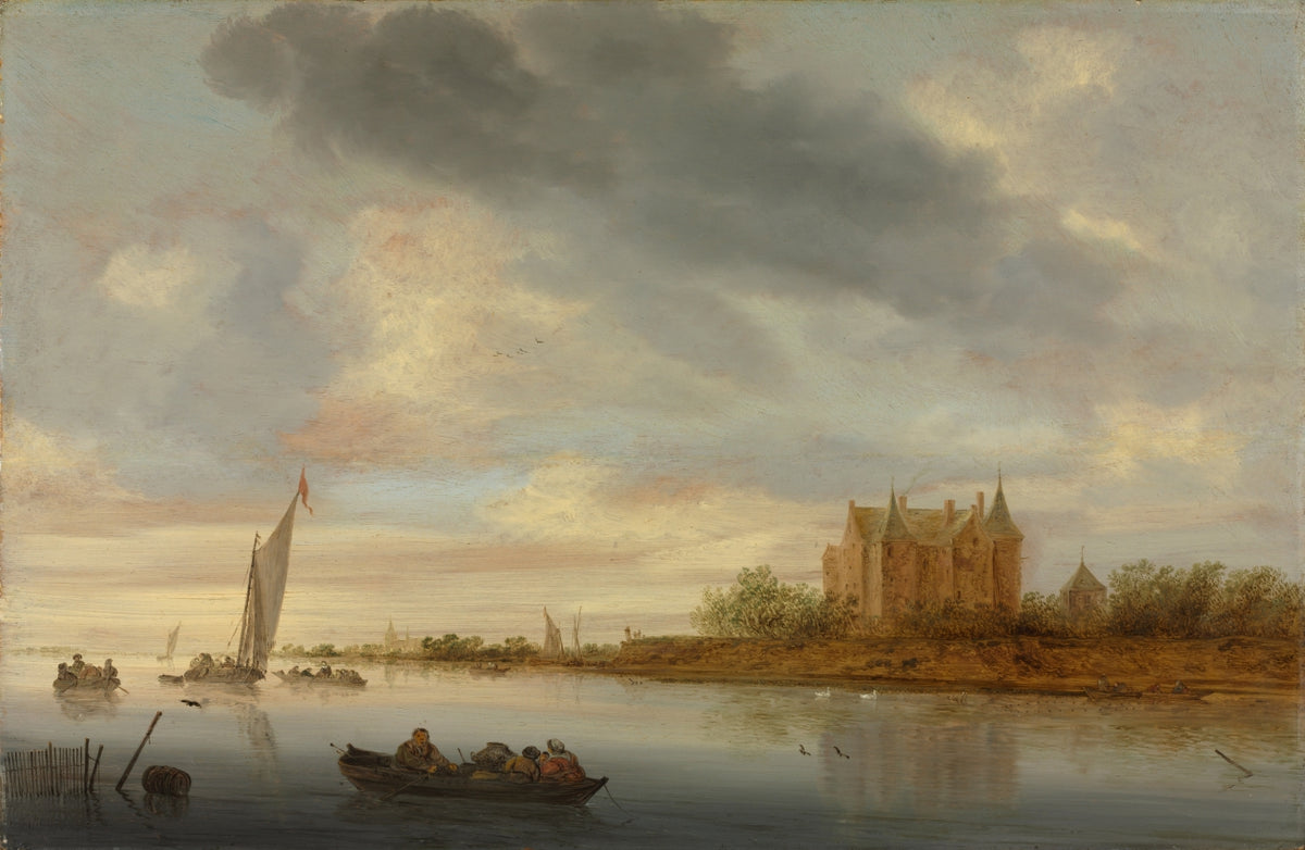 Castle on a River by Salomon van Ruysdael (Dutch, 1602–1670) - Classic Art canvas print
