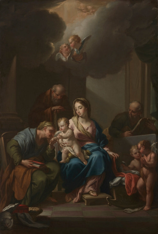 Presentation Sketch for The Holy Family with Saints Anne, Joachim, and John the Baptist for Santa Maria in Via Lata, Roma by Francesco Trevisani (Italian, 1656–1746) - Classic Art canvas print