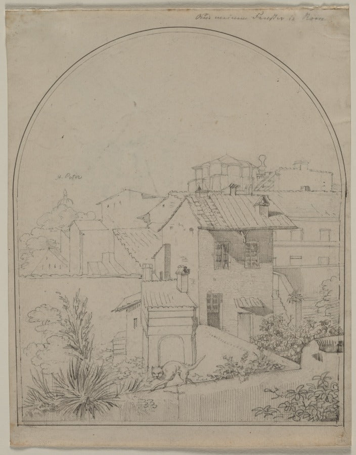 View from My Window in Rome recto by Carl Ludwig Tischbein (German, 1797–1855) - Classic Art canvas print