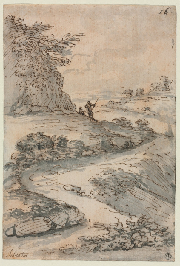 Figures on a Winding Road by Salvator Rosa (Italian, 1615–1673) - Classic Art canvas print