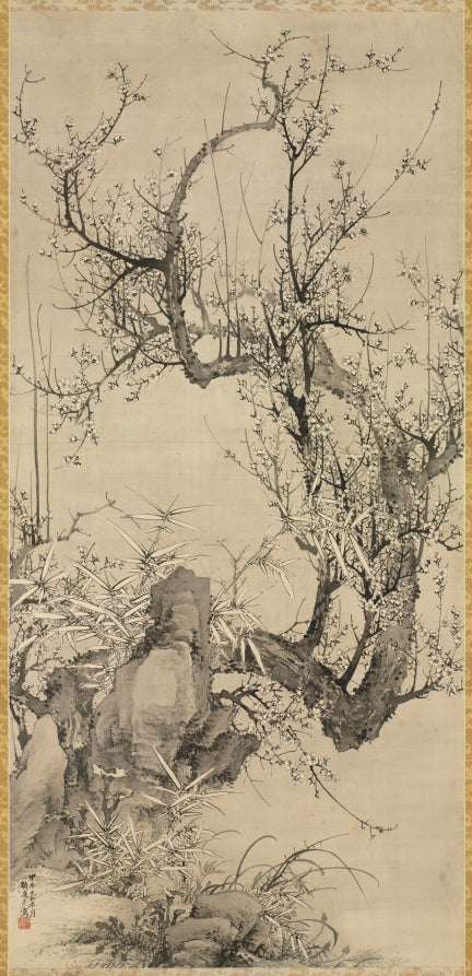 Plums, Bamboo, and Orchid by Yamamoto Baiitsu (Japanese, 1783–1856) - Classic Art canvas print