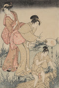 Catching Fireflies Beneath a Willow Tree right by Kitagawa Utamaro (Japanese, c. 1754–1806) - Classic Art canvas print