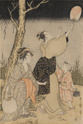 Catching Fireflies Beneath a Willow Tree left by Kitagawa Utamaro (Japanese, c. 1754–1806) - Classic Art canvas print