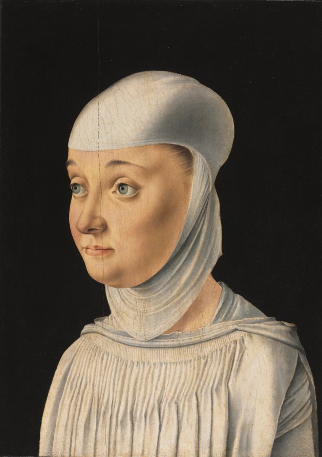Portrait of a Woman, Possibly a Novice of San Secondo by Jacometto Veneziano (Italian, 1497) - Classic Art canvas print