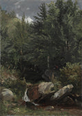 Trees and a Stream on a Hillside by Jasper F. Cropsey (American, 1823–1900) - Classic Art canvas print