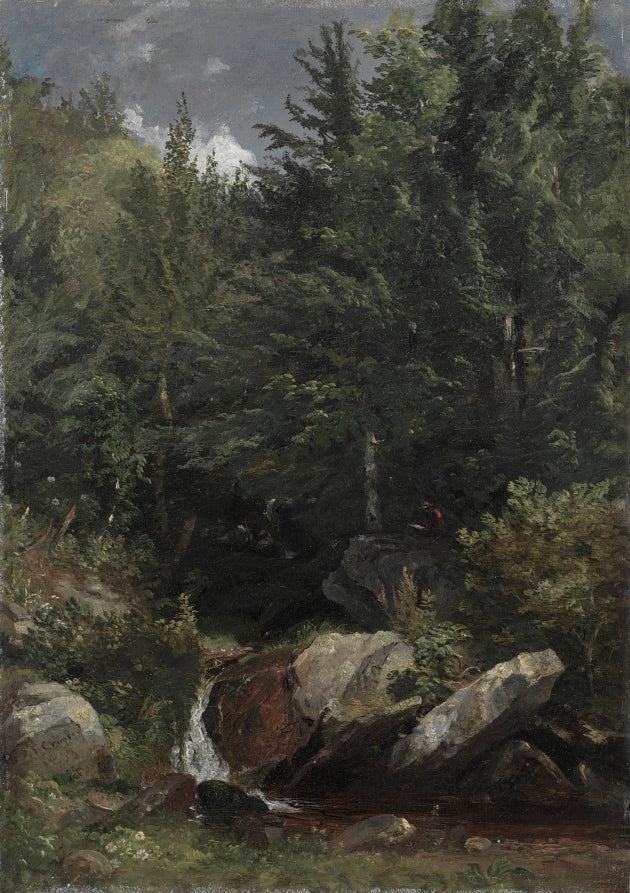 Trees and a Stream on a Hillside by Jasper F. Cropsey (American, 1823–1900) - Classic Art canvas print