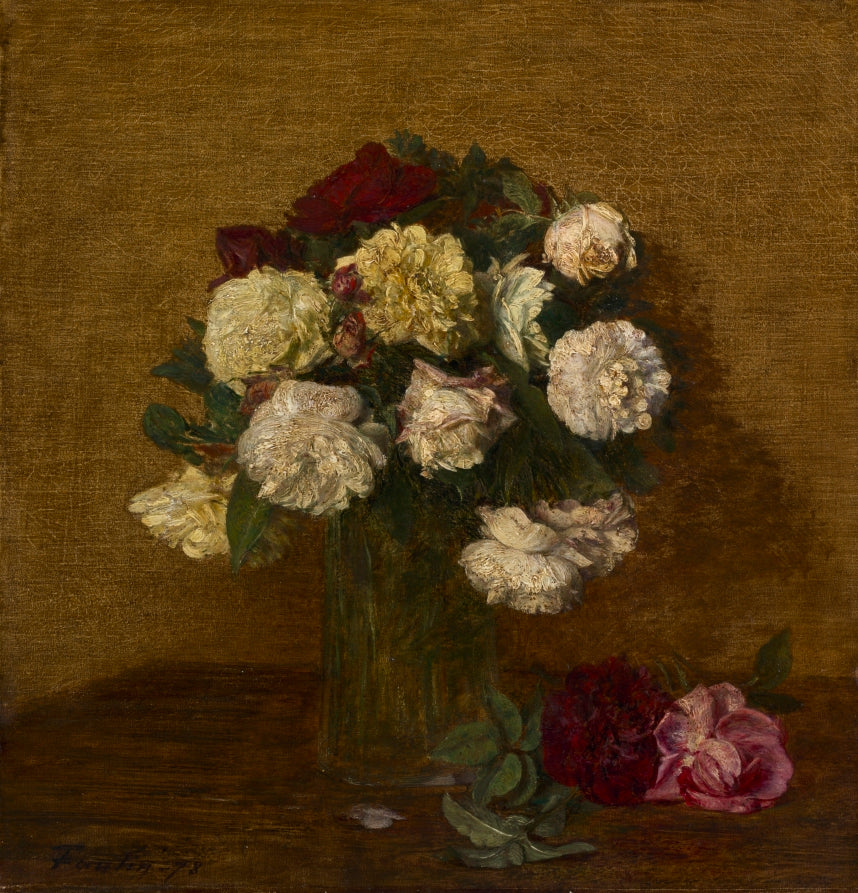 Roses in a Vase by Henri Fantin-Latour (French, 1836–1904) - Realist canvas print