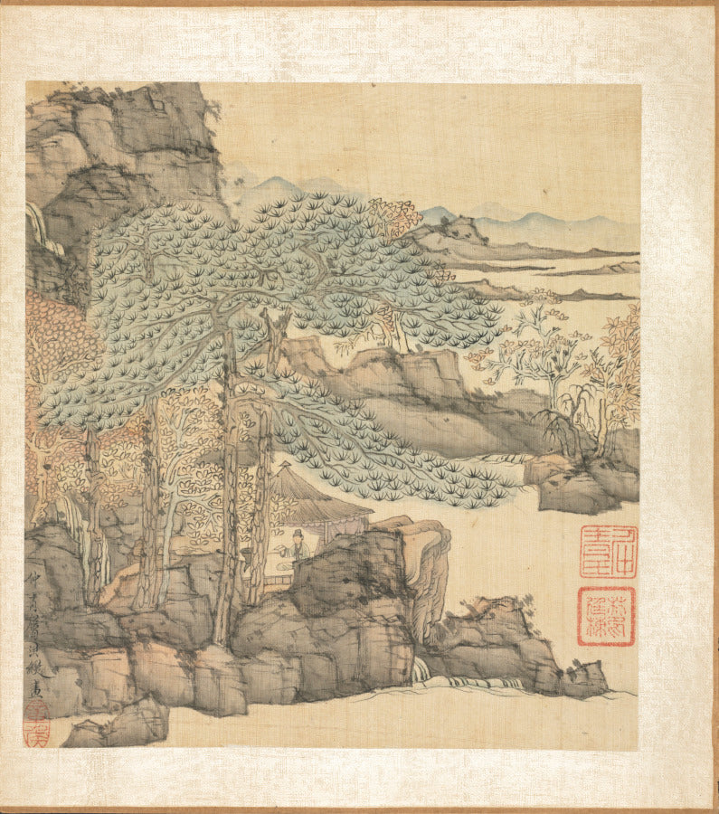 Paintings after Ancient Masters Scholar Reading in a Thatched Hut by a Waterfall by Chen Hongshou (Chinese, 1598/99–1652) - Classic Art canvas print