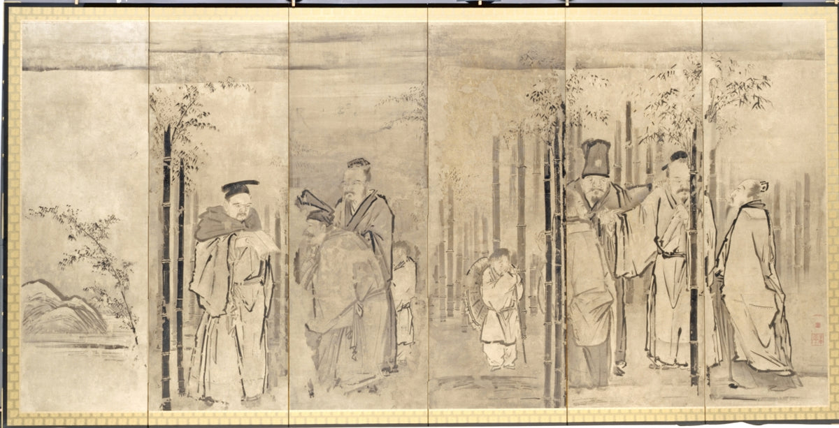 Seven Sages of the Bamboo Grove by Kano Tan’yū (Japanese, 1602–1674) - Classic Art canvas print