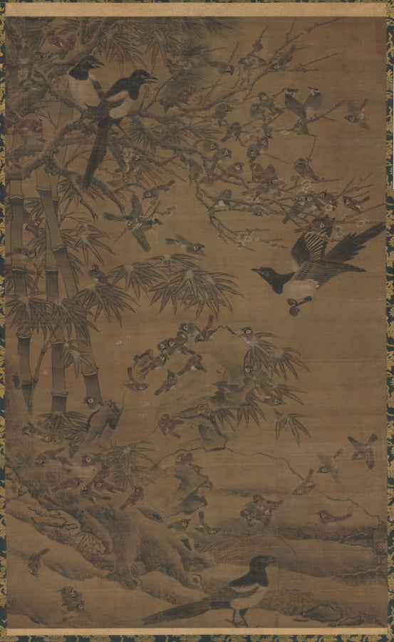 A Hundred Birds and the Three Friends by Bian Wenjin (Chinese, about 1354–1428) - Classic Art canvas print