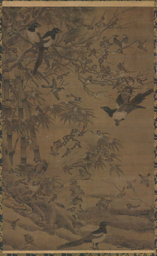 A Hundred Birds and the Three Friends by Bian Wenjin (Chinese, about 1354–1428) - Classic Art canvas print