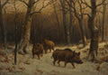 Wild Boars in the Snow by Rosa Bonheur (French, 1822–1899) - Classic Art canvas print
