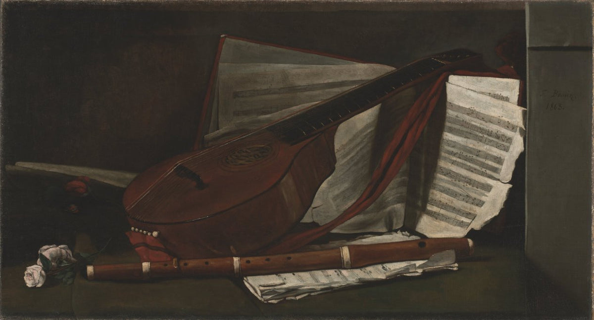 Attributes of Music by François Bonvin (French, 1817–1887) - Classic Art canvas print