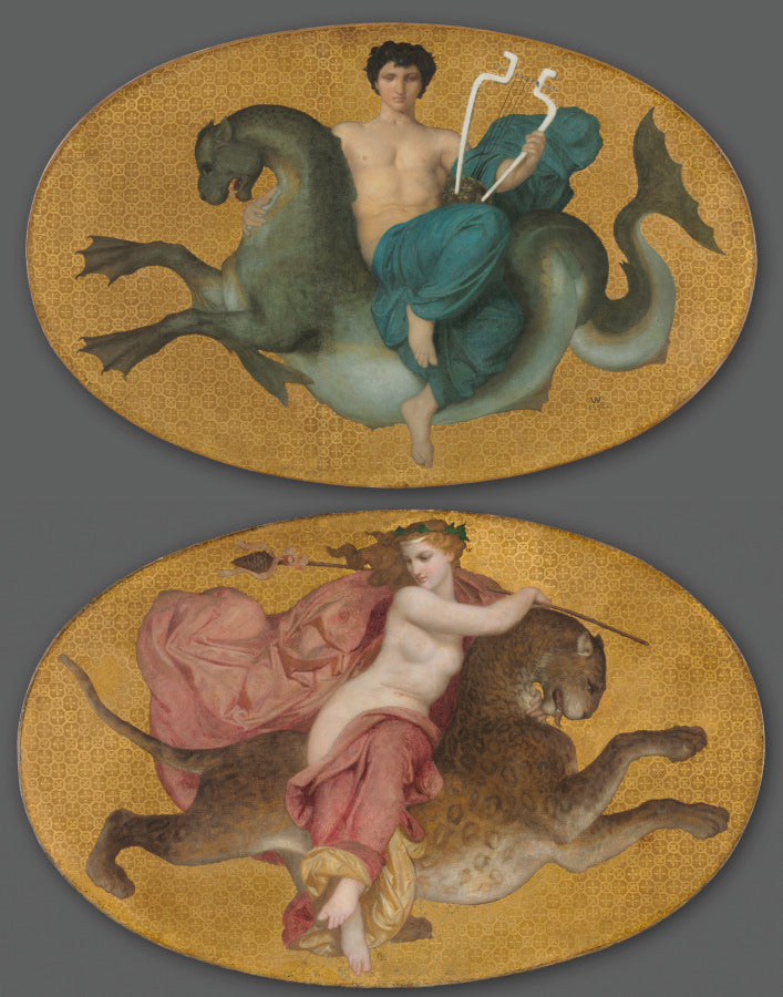 Arion on a Sea Horse and Bacchante on a Panther pair by William Adolphe Bouguereau (French, 1825–1905) - Academic canvas print