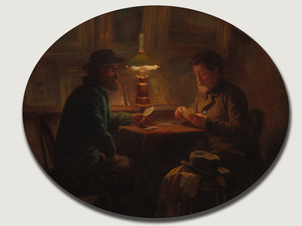 Card Game at le Pre Martin by Adolphe-Félix Cals (French, 1810–1880) - Classic Art canvas print