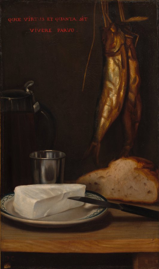 Still Life with Herring, Bread, and Cheese by Alexandre-Gabriel Decamps (French, 1803–1860) - Classic Art canvas print